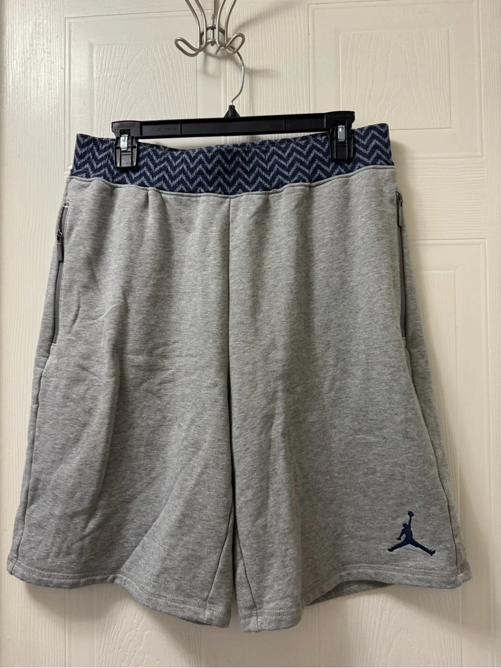 Jordan Gray Shorts with Navy Chevron Waistband